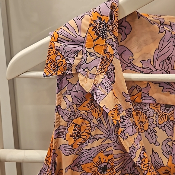 Peach/lilac chiffon sleeveless top S - Picture 2 of 2